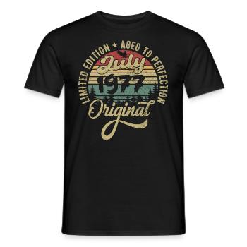 Birthday July 1977 July 1977 July 1977 - Men's T-Shirt - black - Front - AI Model Male 178 light (178cm)