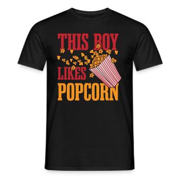 Un garçon aime le pop-corn et les films mangeant - T-shirt homme - noir - Devant - AI Model Male 178 light (178cm)