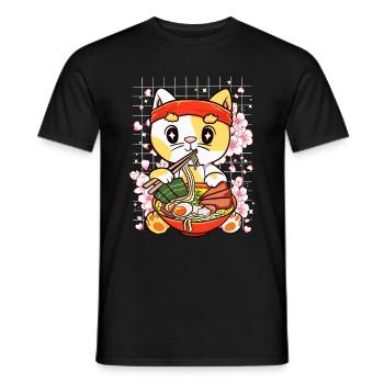 Kätzchen essen Ramen Kawaii Anime - Männer T-Shirt - Schwarz - Vorne - AI Model Male 178 light (178cm)