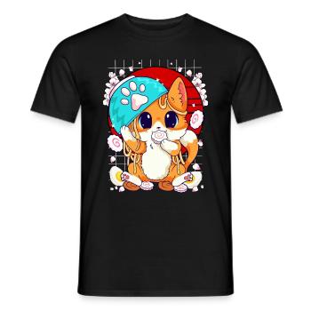 Kätzchen essen Ramen und Shusi Kawaii - Männer T-Shirt - Schwarz - Vorne - AI Model Male 178 light (178cm)
