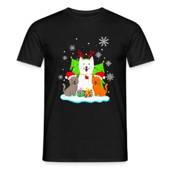 Cats Christmas Lover Gift T-Shirt - Men's T-Shirt - black - Front - AI Model Male 178 light (178cm)
