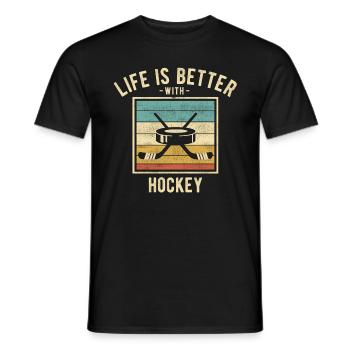 Hockey Sayings - Retro Funny Hockey Lovers Gift - Men's T-Shirt - black - Front - AI Model Male 178 light (178cm)