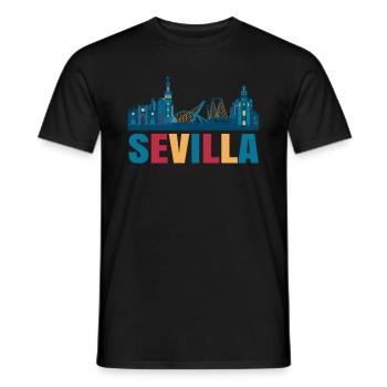 Seville colorful building gift - Men's T-Shirt - black - Front - AI Model Male 178 light (178cm)