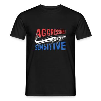 Fishing Aggressive Sensitive Gift - Men's T-Shirt - black - Front - AI Model Male 178 light (178cm)