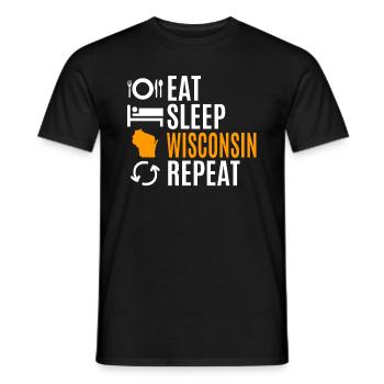 Eat Sleep Wisconsin Repeat Cadeau - T-shirt homme - noir - Devant - AI Model Male 178 light (178cm)