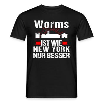 Worms Ist Wie New York Nur Besser - Männer T-Shirt - Schwarz - Vorne - AI Model Male 178 light (178cm)