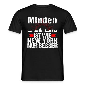 Minden Ist Wie New York Nur Besser - Männer T-Shirt - Schwarz - Vorne - AI Model Male 178 light (178cm)
