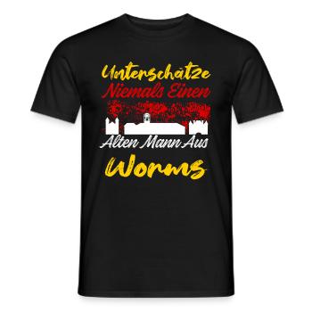 Unterschätze Niemals Einen Alten Mann Aus Worms - Männer T-Shirt - Schwarz - Vorne - AI Model Male 178 light (178cm)