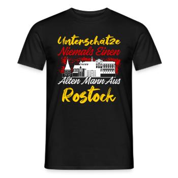 Unterschätze Niemals Einen Alten Mann Aus Rostock - Männer T-Shirt - Schwarz - Vorne - AI Model Male 178 light (178cm)
