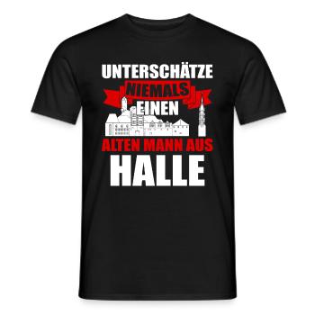 Unterschätze Niemals Einen Alten Mann Aus Halle - Männer T-Shirt - Schwarz - Vorne - AI Model Male 178 light (178cm)