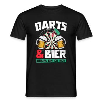 DARTS UND BIER DRUM BIN ICH HIER STEELDARTS DARTS - Männer T-Shirt - Schwarz - Vorne - AI Model Male 178 light (178cm)