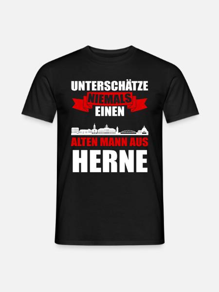 Unterschätze Niemals Einen Alten Mann Aus Herne - Männer T-Shirt - Schwarz