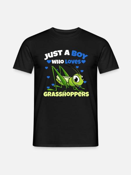Nur ein Junge, der Grashüpfer liebt - Männer T-Shirt - Schwarz