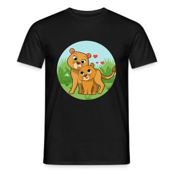 Lion Mama Bébé - T-shirt homme - noir - Devant - AI Model Male 178 light (178cm)