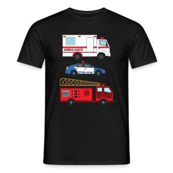 Krankenwagen der Polizei Feuerwehrauto _ - Männer T-Shirt - Schwarz - Vorne - AI Model Male 178 light (178cm)