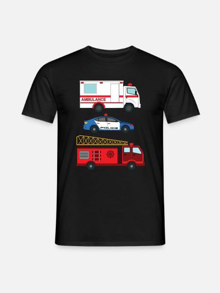 Krankenwagen der Polizei Feuerwehrauto _ - Männer T-Shirt - Schwarz