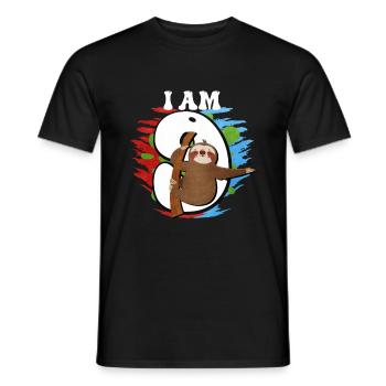 I am 9 sloth - Men's T-Shirt - black - Front - AI Model Male 178 light (178cm)