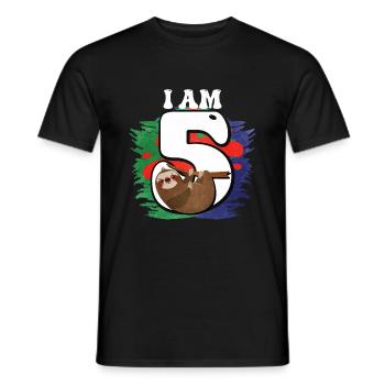I am 5 sloth - Men's T-Shirt - black - Front - AI Model Male 178 light (178cm)