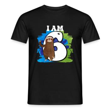 I am 6 sloth - Men's T-Shirt - black - Front - AI Model Male 178 light (178cm)
