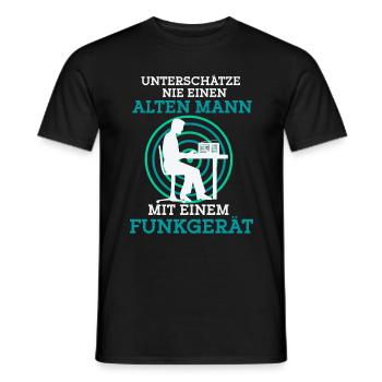 Unterschätze Nie Einen Alten Mann Mit Einem Funkge - Männer T-Shirt - Schwarz - Vorne - AI Model Male 178 light (178cm)