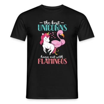 Flamingo Einhorn - Männer T-Shirt - Schwarz - Vorne - AI Model Male 178 light (178cm)