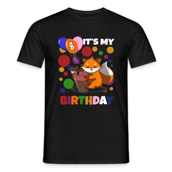 8. Renard d’anniversaire - T-shirt homme - noir - Devant - AI Model Male 178 light (178cm)