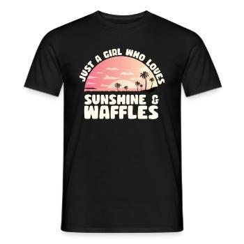Juste une fille qui aime le soleil et les gaufres - T-shirt homme - noir - Devant - AI Model Male 178 light (178cm)