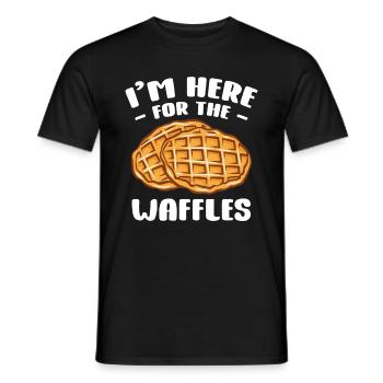 Ich bin wegen der Waffeln hier - Männer T-Shirt - Schwarz - Vorne - AI Model Male 178 light (178cm)