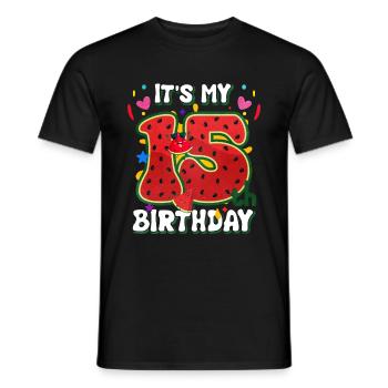 15. Geburtstag Wassermelone Sommer Geschenk - Männer T-Shirt - Schwarz - Vorne - AI Model Male 178 light (178cm)