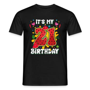21e anniversaire Cadeau d’été de pastèque - T-shirt homme - noir - Devant - AI Model Male 178 light (178cm)