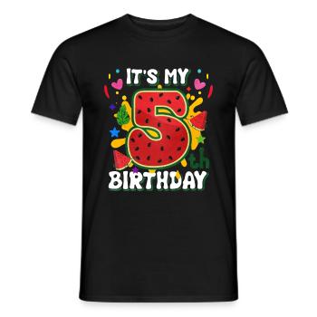 5. Geburtstag Wassermelone Sommer Geschenk - Männer T-Shirt - Schwarz - Vorne - AI Model Male 178 light (178cm)