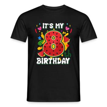 8e anniversaire Cadeau d’été de pastèque - T-shirt homme - noir - Devant - AI Model Male 178 light (178cm)