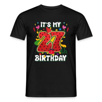 27e anniversaire Cadeau d’été de pastèque - T-shirt homme - noir - Devant - AI Model Male 178 light (178cm)