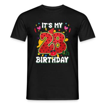 28e anniversaire Pastèque cadeau d’été - T-shirt homme - noir - Devant - AI Model Male 178 light (178cm)