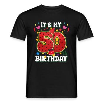 50th Birthday Watermelon - Men's T-Shirt - black - Front - AI Model Male 178 light (178cm)