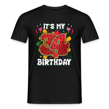 34th Birthday Watermelon - Men's T-Shirt - black - Front - AI Model Male 178 light (178cm)