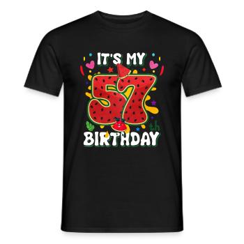 57th Birthday Watermelon - Men's T-Shirt - black - Front - AI Model Male 178 light (178cm)
