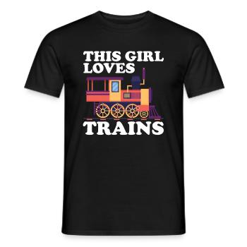 Dieses Mädchen liebt Züge - Männer T-Shirt - Schwarz - Vorne - AI Model Male 178 light (178cm)