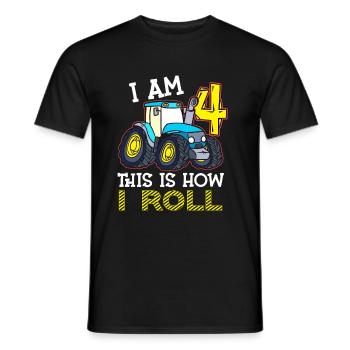 4e anniversaire drôle tracteur cadeau - T-shirt homme - noir - Devant - AI Model Male 178 light (178cm)
