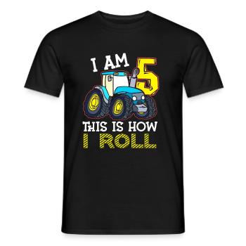 5e anniversaire drôle tracteur cadeau - T-shirt homme - noir - Devant - AI Model Male 178 light (178cm)