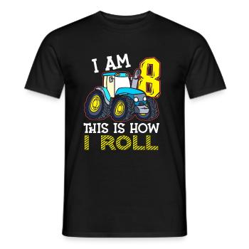 8e anniversaire drôle tracteur cadeau - T-shirt homme - noir - Devant - AI Model Male 178 light (178cm)