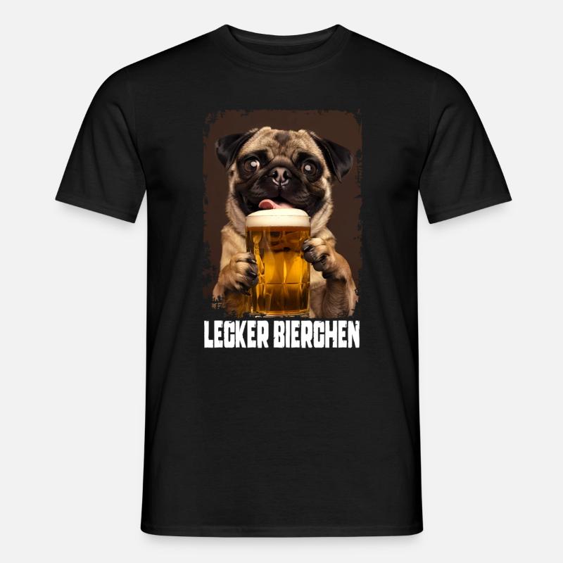 Lecker Bierchen Mops - Männer T-Shirt - Schwarz