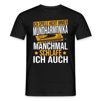 Playing Harmonica Gift - Men's T-Shirt - black - Front - AI Model Male 178 light (178cm)