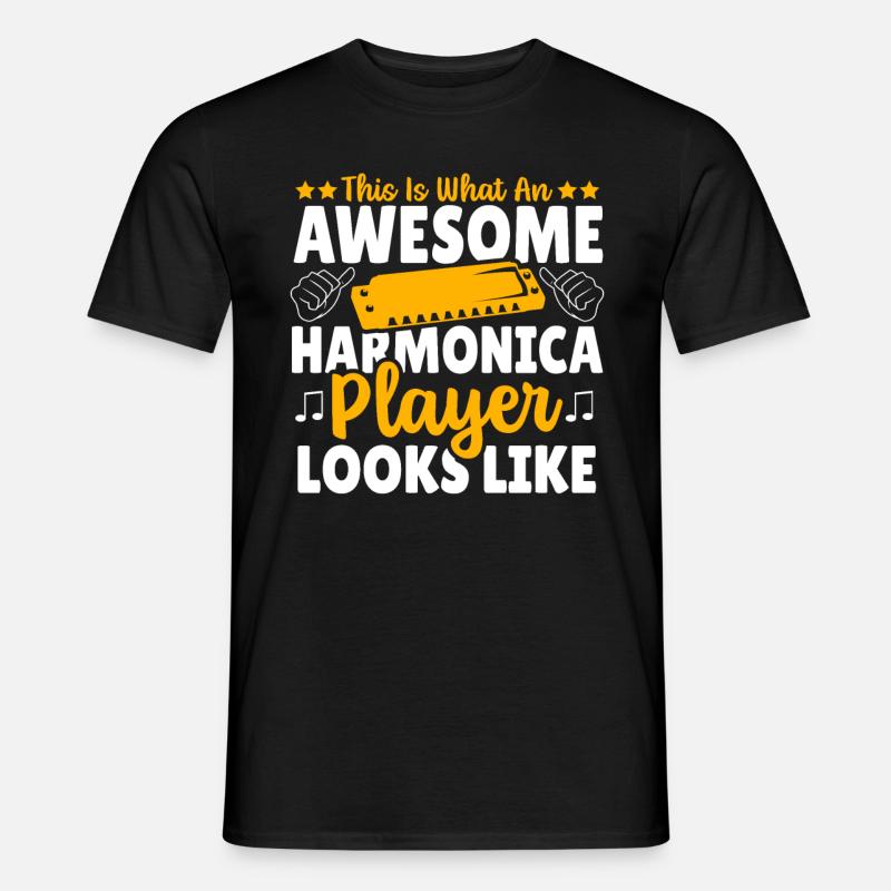 Playing Harmonica Gift - Men’s T-shirt - black