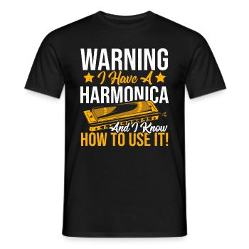 Playing Harmonica Gift - Men's T-Shirt - black - Front - AI Model Male 178 light (178cm)