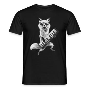 Fox Keytar Keyboard Gift - Men's T-Shirt - black - Front - AI Model Male 178 light (178cm)