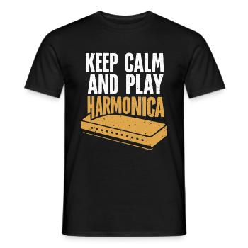 Harmonica Playing Gift - Men's T-Shirt - black - Front - AI Model Male 178 light (178cm)
