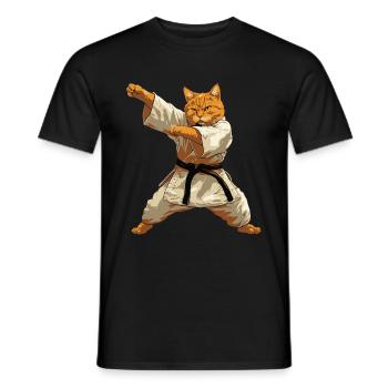 Katzen Aikido Kampfsport Geschenk - Männer T-Shirt - Schwarz - Vorne - AI Model Male 178 light (178cm)