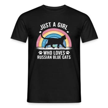 Katze Russisch Blau Geschenk - Männer T-Shirt - Schwarz - Vorne - AI Model Male 178 light (178cm)