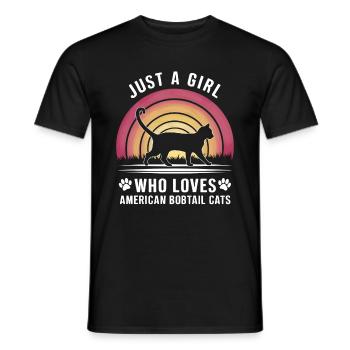 Katze American Bobtail Geschenk - Männer T-Shirt - Schwarz - Vorne - AI Model Male 178 light (178cm)